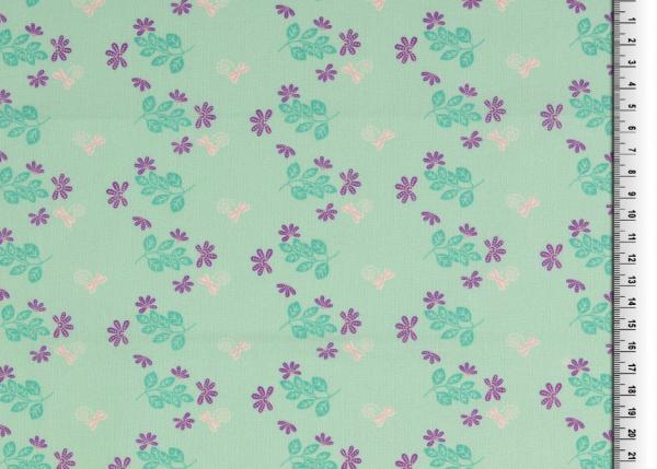 Organic Cotton Baumwolle Blümchenranken auf Hellmint